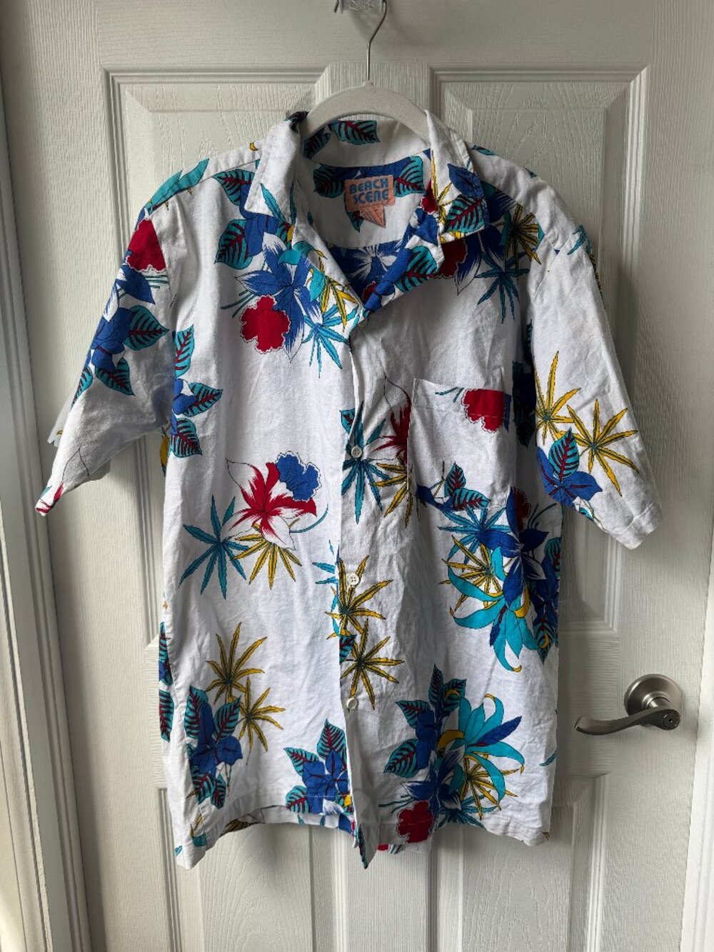 Rare Vintage 90s Y2K Tropical Beach Scene Shirt Large